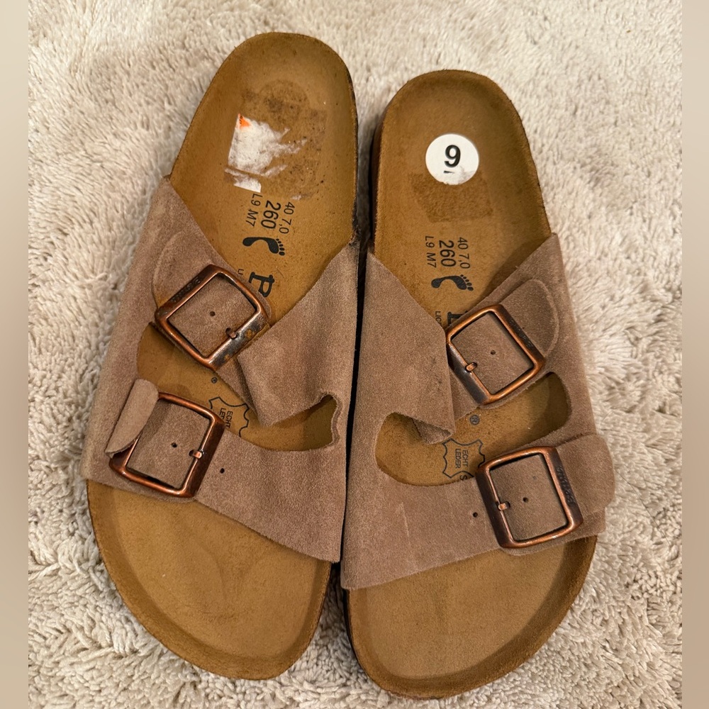 Birkenstock Arizona Brown Tan Suede Leather Sandals Women’s Size 9